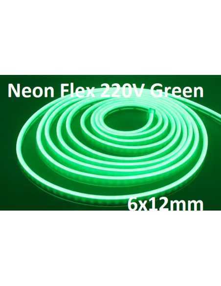 50 m LED juosta NEON FLEX 220V - Žalia - IP67 - 6x12mm