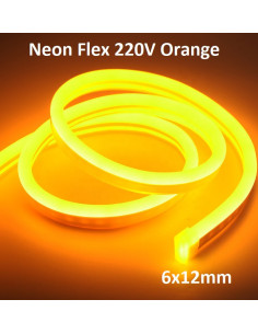 LED juosta NEON FLEX 220V - Oranžinė - IP67 - 6x12mm