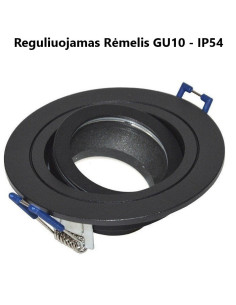Reguliuojamas rėmelis LED lemputei GU10 juodas IP54