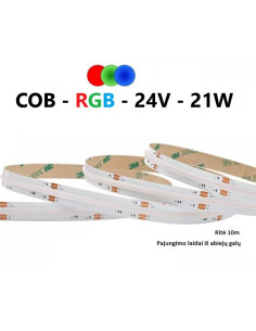 COB RGB LED juosta 24V - 21W - IP20 - 578LEDs/m
