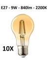 10 x LED lemputė E27 - 9W - 840lm - 2200K