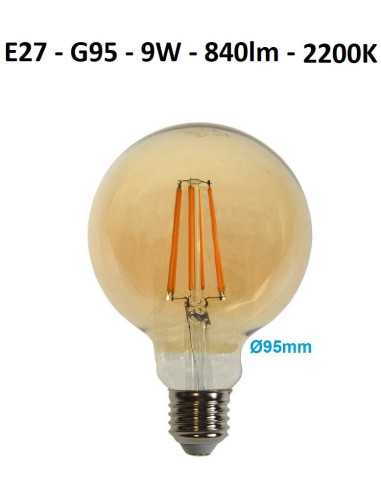 LED lemputė E27 G95 filament - 9W - 840lm - 2200K