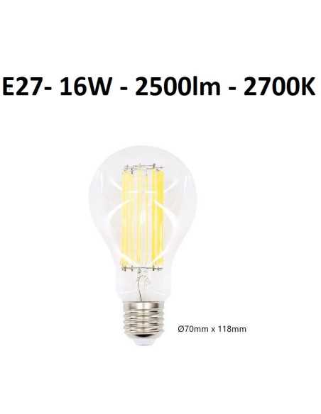 LED lemputė E27 filament - 16W - 2500lm - 2700K