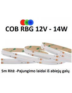 COB RGB LED juosta 12V - 14W - IP20 - 578LEDs/m