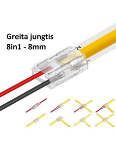 Greita LED juostos jungtis - 2 kontaktų 8mm 8in1