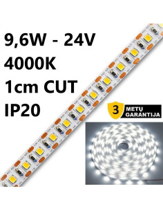 LED juosta Premium 24V - 9,6W - 4000K - kerpama kas 1 cm