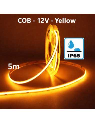 5m Geltona(Yellow) COB LED juosta 12V - 10W - IP65
