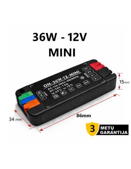 Itin plonas baldinis MINI LED maitinimo šaltinis 12V 36W IP20 | www.Luxon.lt
