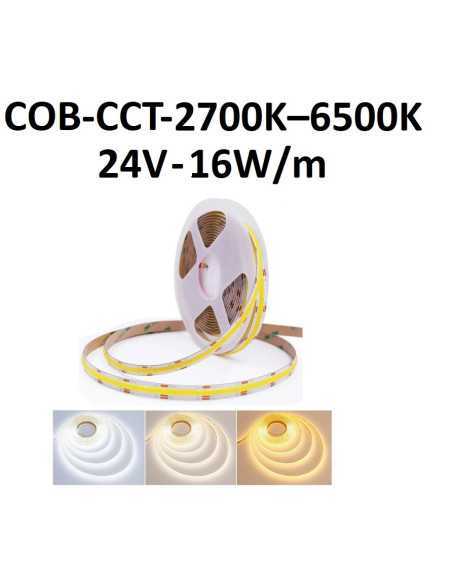 COB-CCT 2700K–6500K LED juosta 24V – 16W