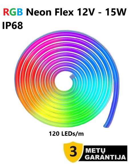 Neon Flex RGB 12V - 15W LED 6x12mm juosta 5m