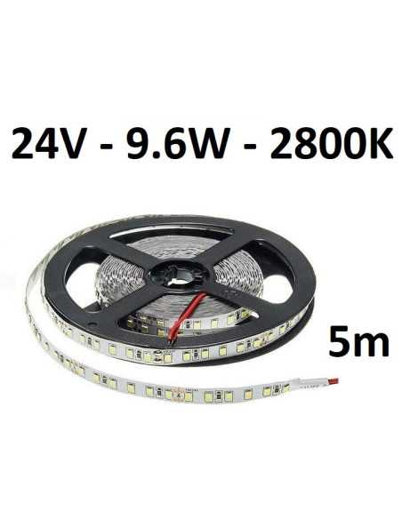 LED juosta 24V - 9.6W - šiltai balta IP20 - 5 metrų ritė