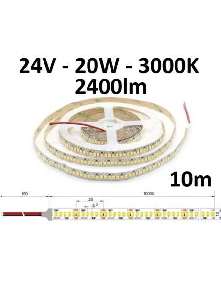 10m x 24V LED juosta - 20W - 3000K - 240LED