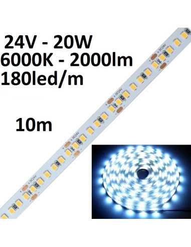 24V LED juosta - 20W - 6000K -180smd - 10 metrų ritė