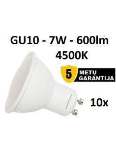 10x - GU10 - 7W - 600lm 4500K LED lemputė - Garatija 5 metai