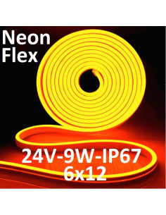 LED NEON FLEX juosta 24V - Gintarinė Amber - IP67