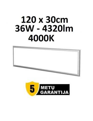 LED panelė 120x30cm - 36W - 4320lm - 4000K
