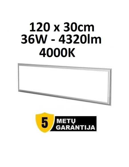 LED panelė 120x30cm - 36W - 4320lm - 4000K