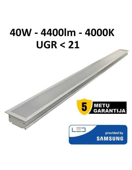 Į gipsą įleidžiamas LED šviestuvas 120cm - 40W - 4400lm - 4000K - baltas