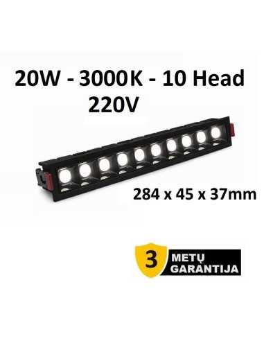 Įleidžiamas LED šviestuvas - Downlight 20W - 3000K - Juodas