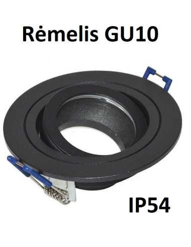Reguliuojamas LED rėmelis į pakalimą GU10 juodas apvalus be lemputės