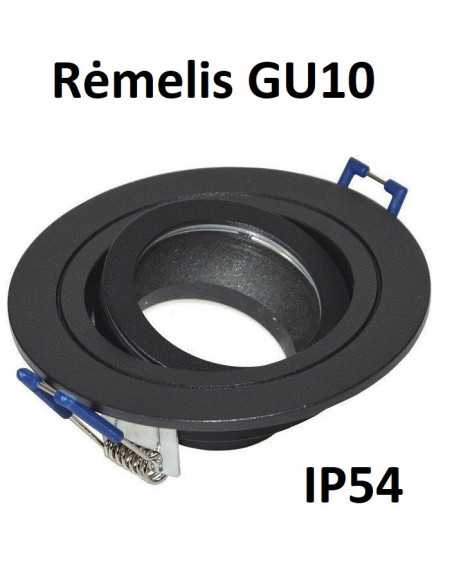 Reguliuojamas LED rėmelis į pakalimą GU10 juodas apvalus be lemputės