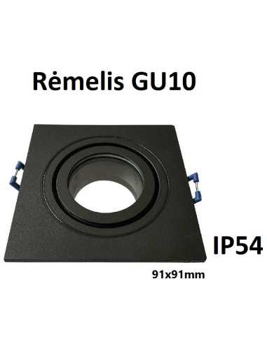Reguliuojamas LED rėmelis į pakalimą GU10 juodas kvadratinis be lemputės