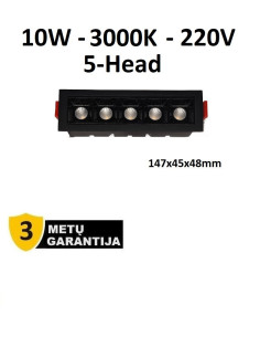 Įleidžiamas LED šviestuvas - Downlight 10W -3000K - Juodas