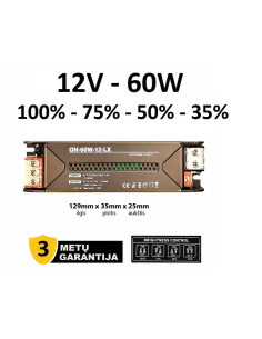 Reguliuojamas LED maitinimo šaltinis - 12V - 60W