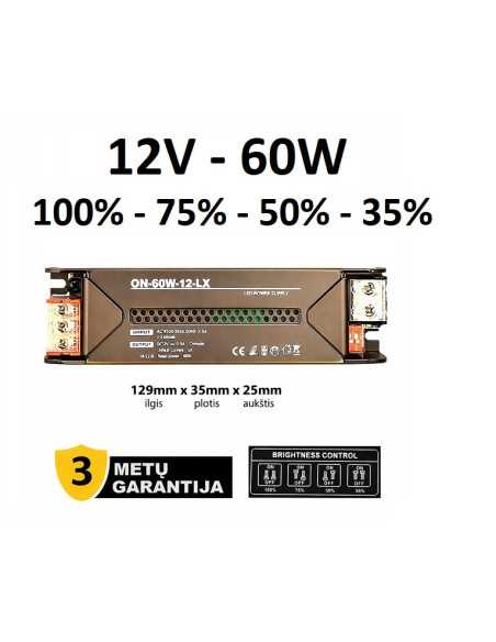 Reguliuojamas LED maitinimo šaltinis - 12V - 60W