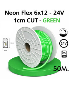 LED juosta NEON FLEX 24V - 11W - Žalia - 1cm CUT