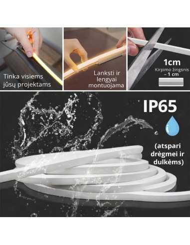 LED juosta NEON FLEX 24V - 11W - Lemon - 1cm CUT - IP67| Luxon.lt