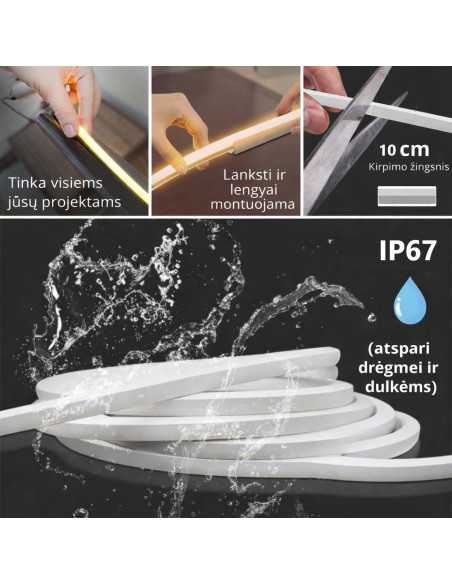 50m x LED juosta NEON FLEX 220V - 10W - BLUE - 10cm CUT - IP67| Luxon.lt