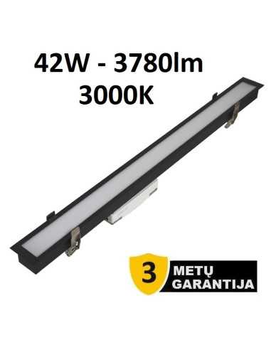 Į gipsą įleidžiamas LED šviestuvas į lubas 120cm - 42W - 3780lm - 3000K - juodas