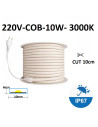 220V COB LED juosta - 10W - 3000K - IP67 -white head