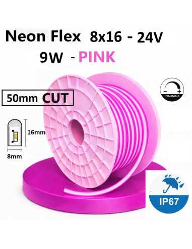NEON FLEX LED 8x16mm PINK juosta 24V - rožinė - IP67
