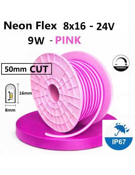 NEON FLEX LED 8x16mm PINK juosta 24V - rožinė - IP67