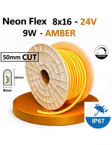 NEON FLEX LED 8x16mm AMBER juosta 24V - Oranžinė - IP67