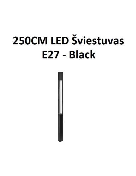 LED lauko šviestuvas Polin 250cm - E27 - Juodas - internetu | Luxon.lt