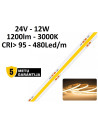 COB LED juosta 12W - 24V - 3000K - 480LEDs - CRI95