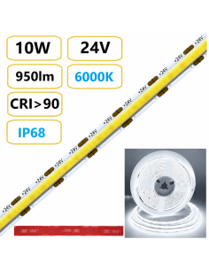 COB LED juosta 10W - 950lm - 24V - 6000K - IP68 internetu | Luxon.lt