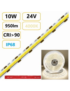 COB LED juosta 10W - 950lm - 24V - 4000K - IP68