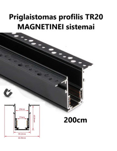 Priglaistomas magnetinis bėgelis juodas - TR20 - 200cm internetu | Luxon.lt