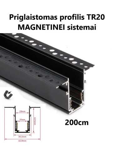 Priglaistomas magnetinis bėgelis juodas - TR20 - 200cm internetu | Luxon.lt