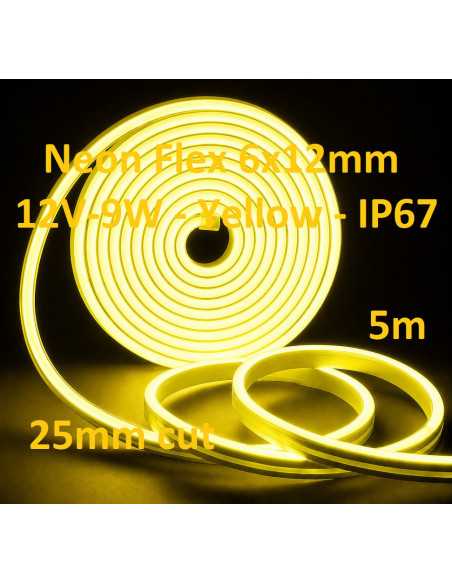 LED juosta NEON FLEX 12V - Yellow - IP67 - 5 metrai