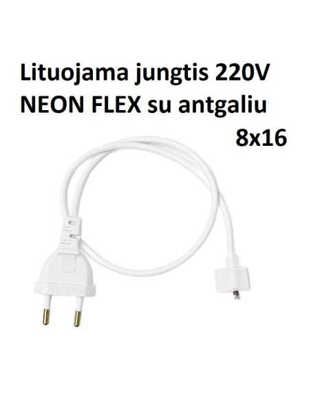 Lituojama jungtis 220V NEON Flex su antgaliu 8x16mm