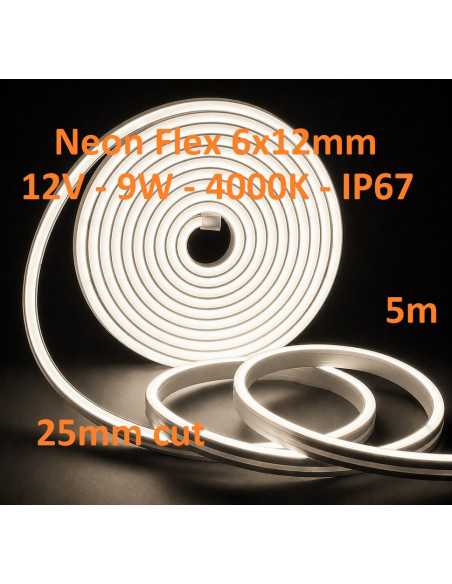 LED NEON FLEX juosta 12V - 4000K - IP67 - 5 metrai