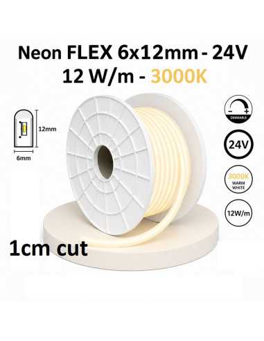 NEON FLEX LED juosta 6x12 - 24V - 3000K - 1cm CUT