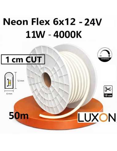 50x LED juosta NEON FLEX 24V - 11W - 4000K - 1cm CUT - IP67