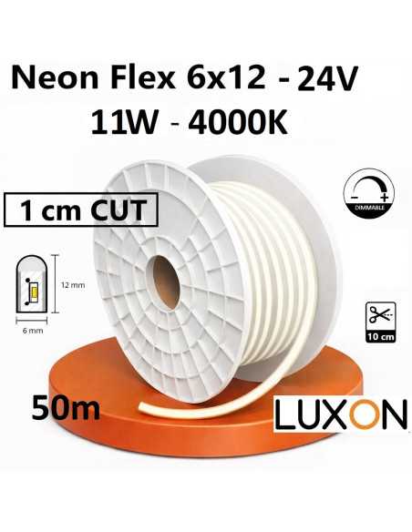 50x LED juosta NEON FLEX 24V - 11W - 4000K - 1cm CUT - IP67