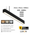 Linijinis LED šviestuvas - Linear 120cm 40W - JUODAS CCT